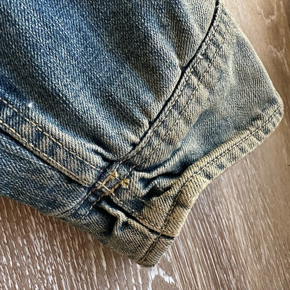 Vintage XL fleece lined denim jacket with custom Route 66 and Harley patches - Picture 11 of 13